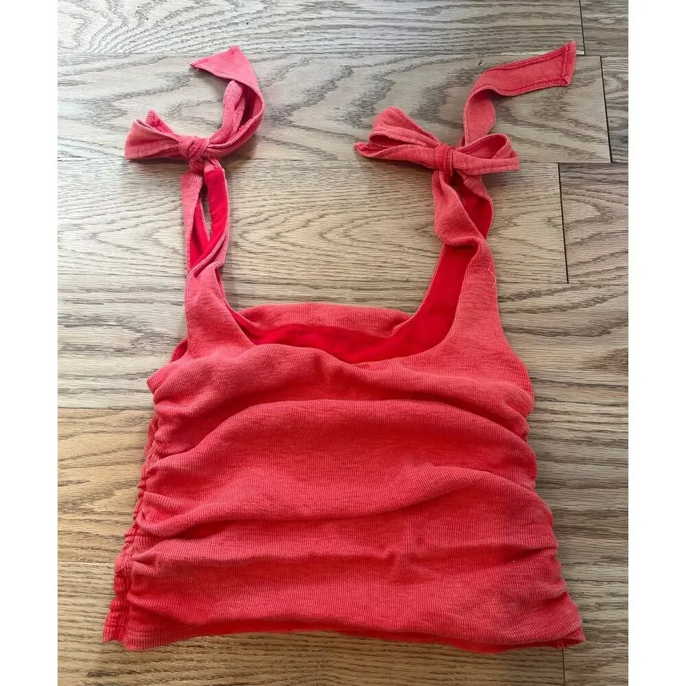 Free People Boulevard Tie Strap Tank in Guava Berry